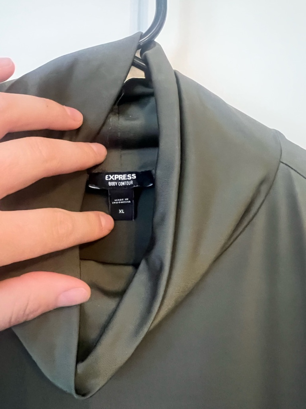 Express Olive Green Sleeveless Mock Neck Bodysuit - Picture 2 of 3